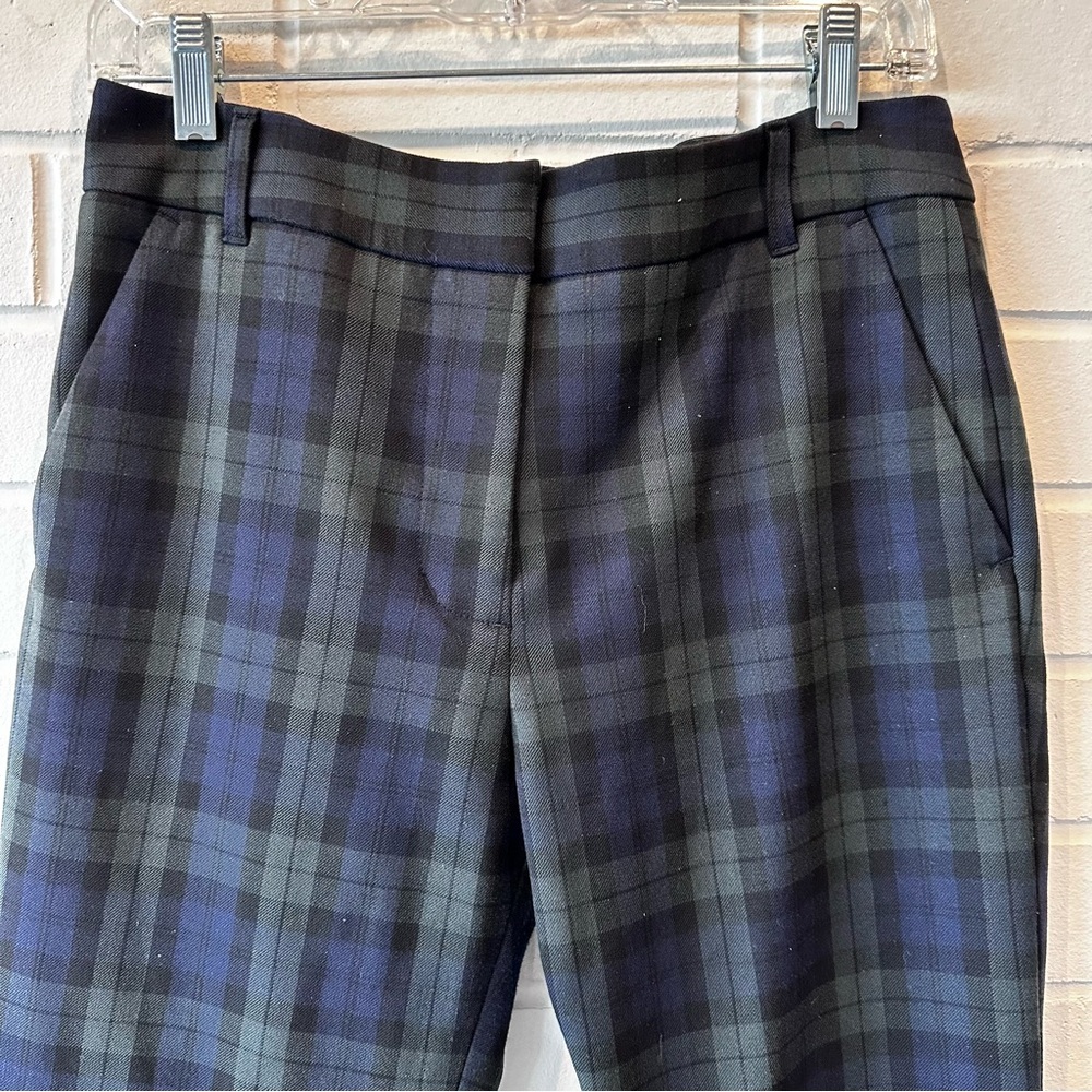 Anthropologie Velvet plaid cropped straight leg trousers